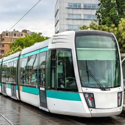Modern,City,Tram.,Public,Transport,In,Paris,,France